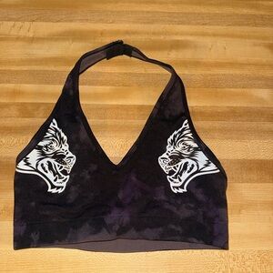 Darc Sport Black and White Wolf Graphic Sports Bra